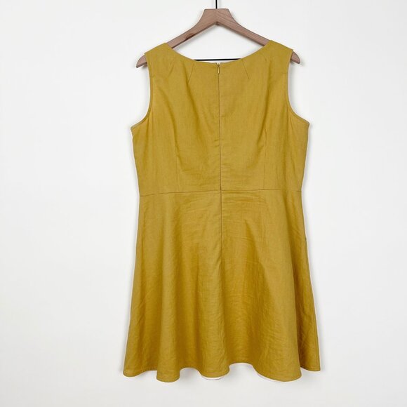Atelier B. Linen Cotton A-Line Fit & Flare Mini Midi Sun Dress Summer Sundress - Picture 9 of 10